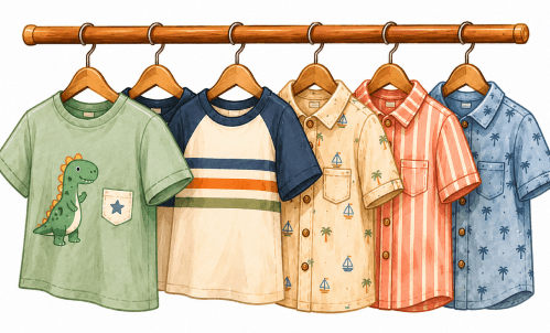 Kids clothes on a rack
